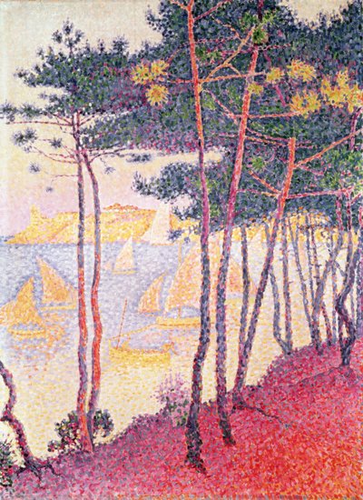 Sailing boats and pine trees by Paul Signac